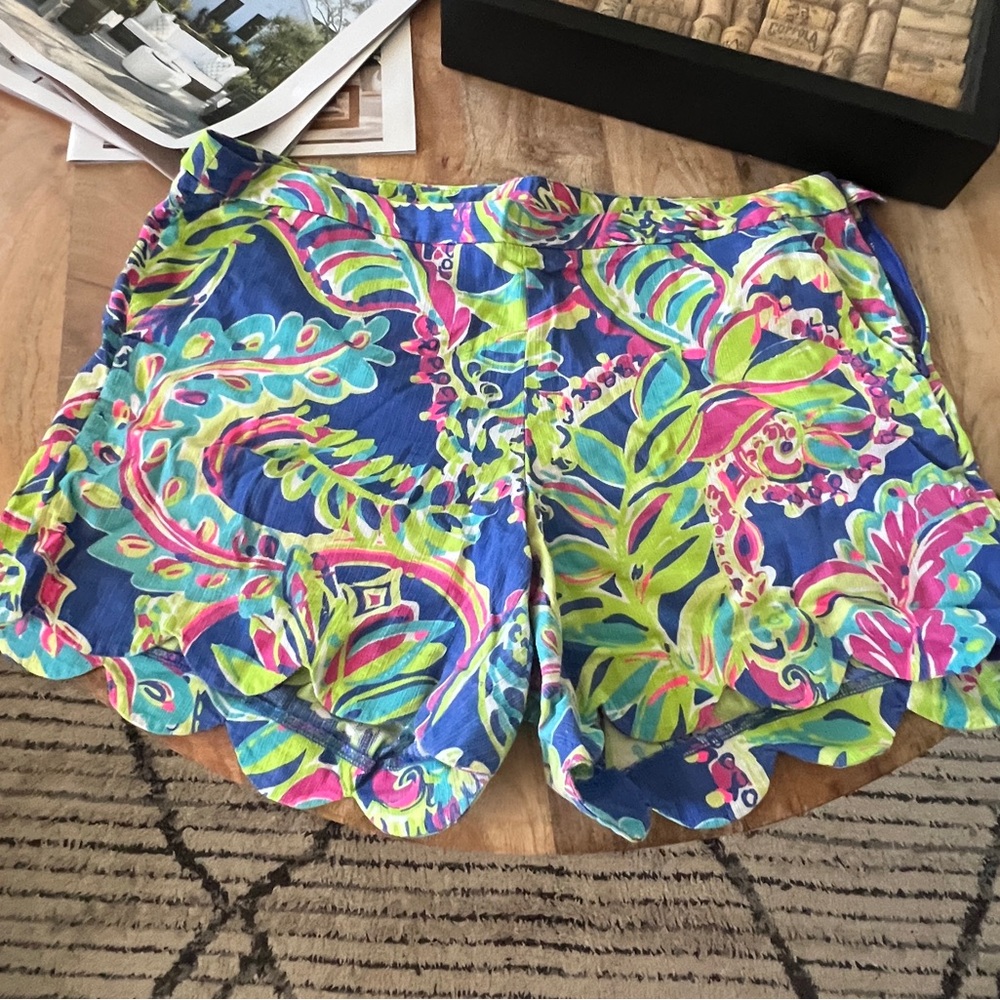 Lilly Pulitzer Blue and Pink High Waist Tropical Shorts